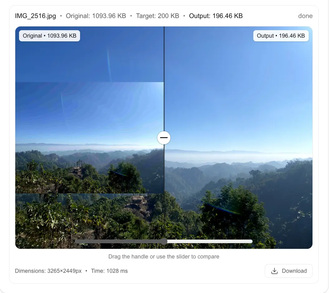Example workflow: resizing a large photo down to email size